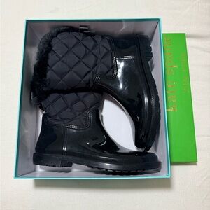 Kate Spade Black Quilted Glossy Boots